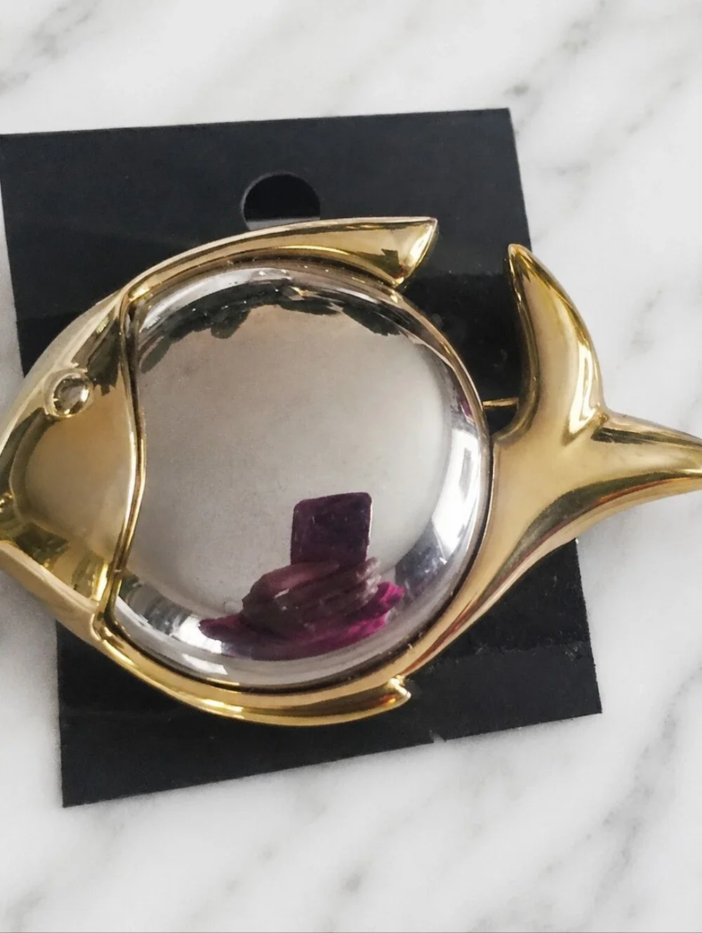 NWOT Gold Silver Tone Fish Brooch Pin Statement Ocean Coastal Jewelry